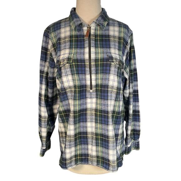 L.L. Bean Men's Multicolor XL 100% Cotton Henley Sweater 3/4 Zip 2 front Pockets - Picture 1 of 13